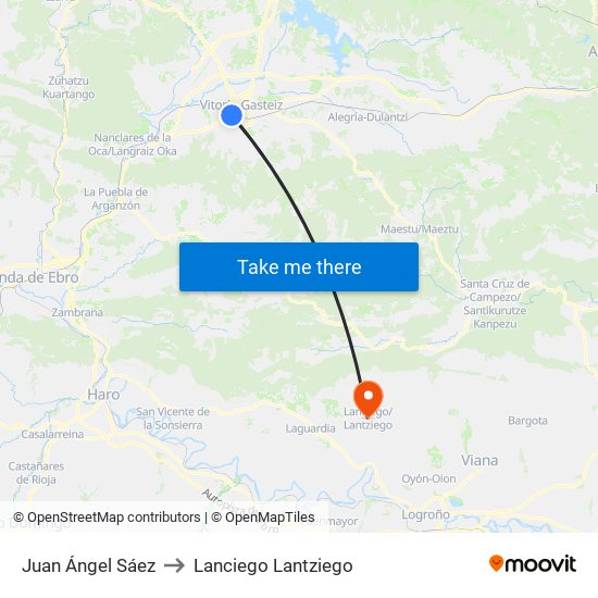 Juan Angel Sáez to Lanciego Lantziego map