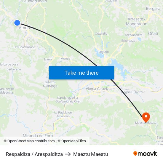 Respaldiza / Arespalditza to Maeztu Maestu map