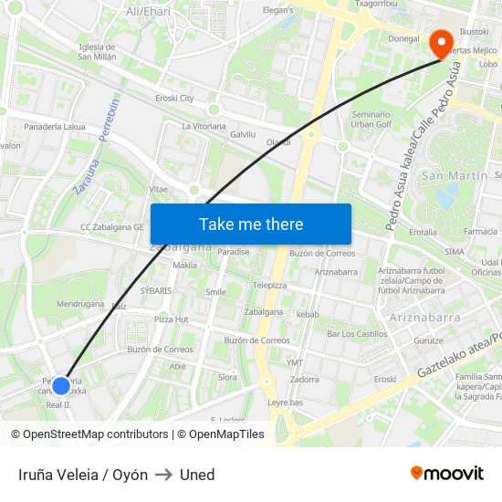Iruña Veleia / Oyón to Uned map
