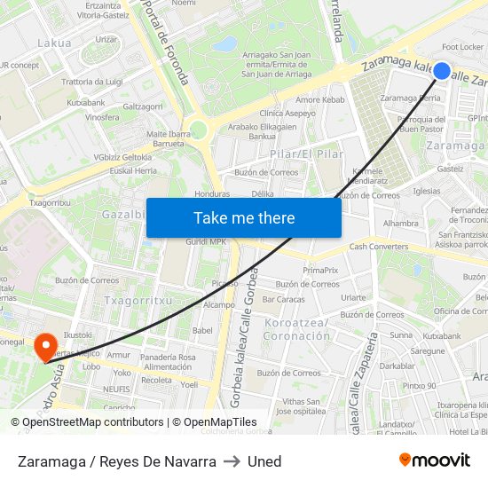 Zaramaga / Reyes Navarra to Uned map
