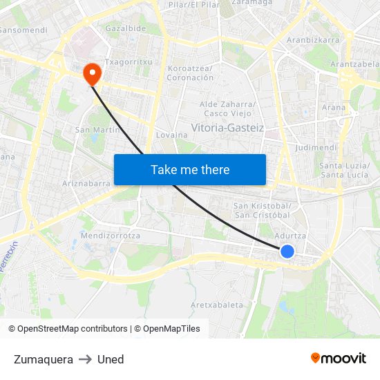 Zumaquera to Uned map