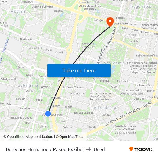 Derechos Humanos / Paseo Eskibel to Uned map