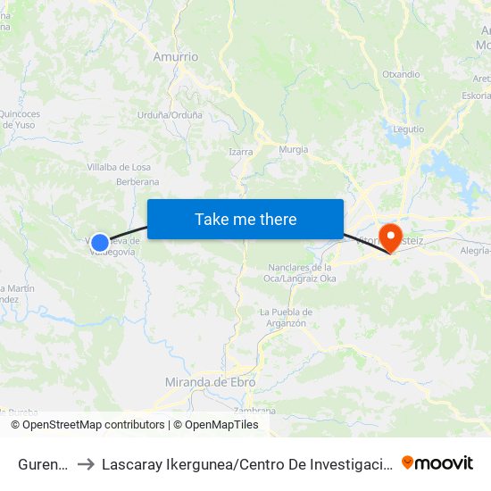 Gurendes to Lascaray Ikergunea / Centro De Investigación Lascaray map