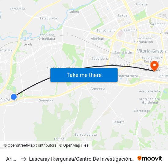 Ariñez to Lascaray Ikergunea / Centro De Investigación Lascaray map