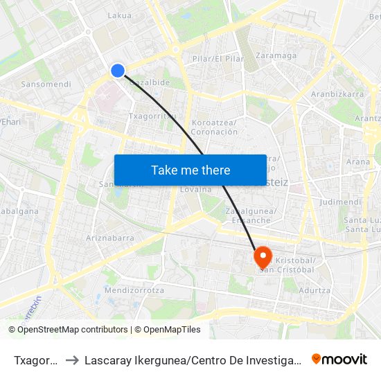 Txagorritxu to Lascaray Ikergunea / Centro De Investigación Lascaray map