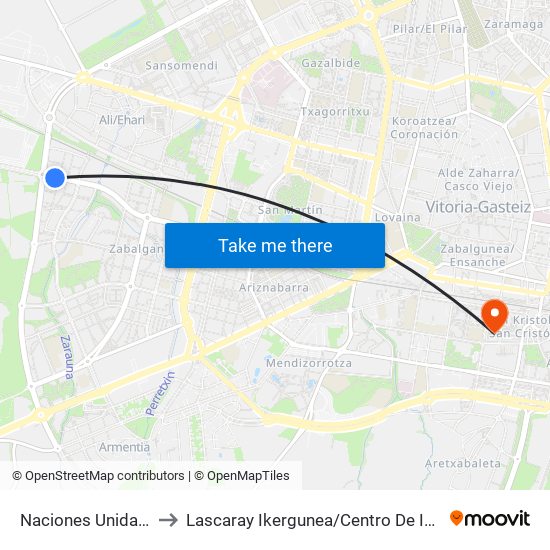 Naciones Unidas / Mariturri to Lascaray Ikergunea / Centro De Investigación Lascaray map