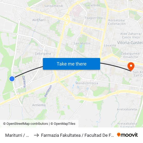 Mariturri / Oyón to Farmazia Fakultatea / Facultad De Farmacia map