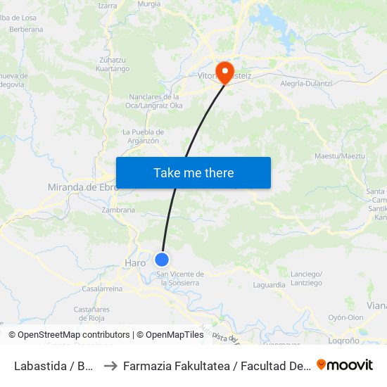 Labastida / Bastida to Farmazia Fakultatea / Facultad De Farmacia map