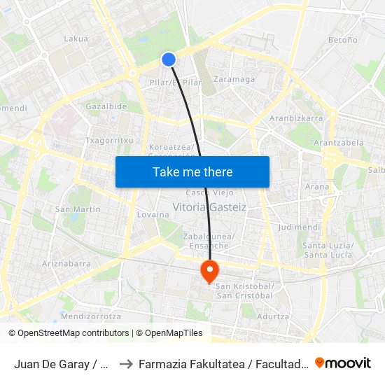 Juan De Garay / Paraguay to Farmazia Fakultatea / Facultad De Farmacia map