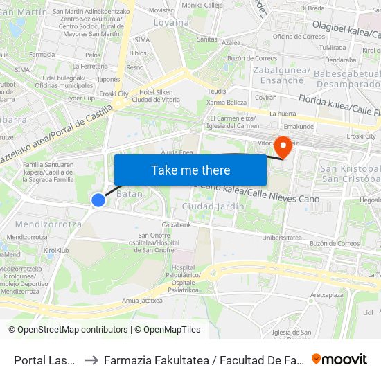 Portal Lasarte to Farmazia Fakultatea / Facultad De Farmacia map