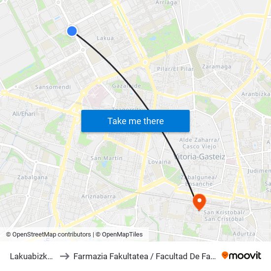 Lakuabizkarra to Farmazia Fakultatea / Facultad De Farmacia map