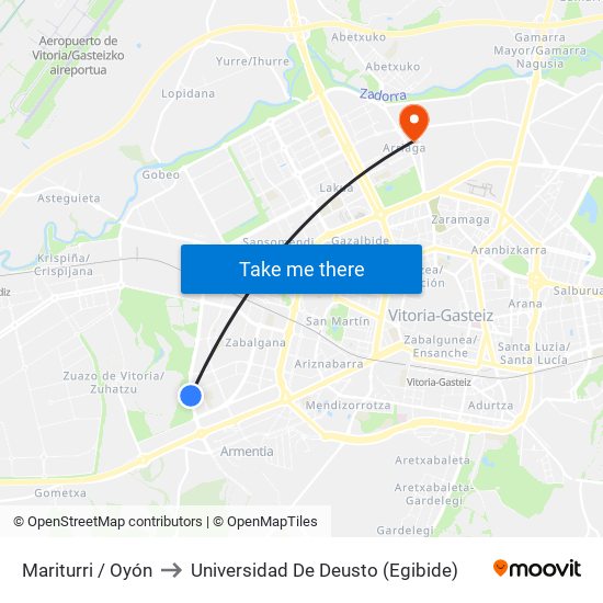 Mariturri / Oyón to Universidad De Deusto (Egibide) map