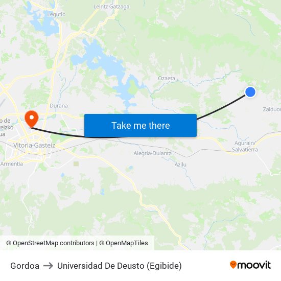 Gordoa to Universidad De Deusto (Egibide) map