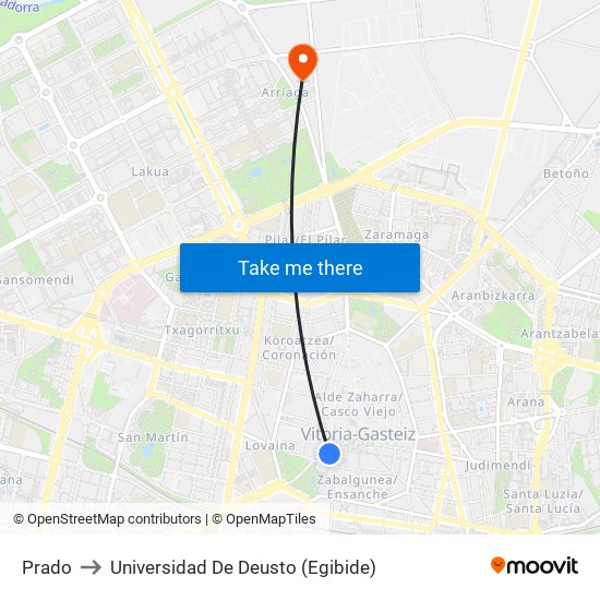 Prado to Universidad De Deusto (Egibide) map