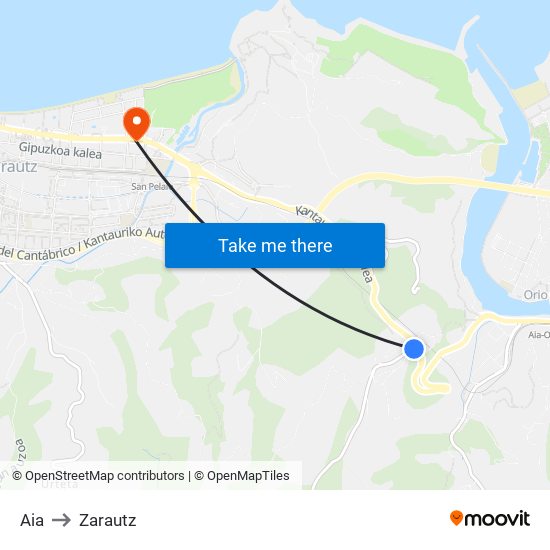Aia to Zarautz map