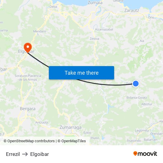 Errezil to Elgoibar map