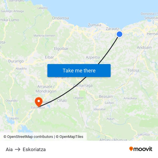 Aia to Eskoriatza map