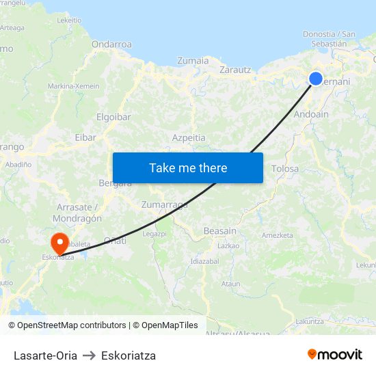 Lasarte-Oria to Eskoriatza map