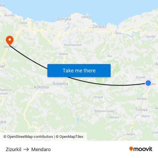 Zizurkil to Mendaro map