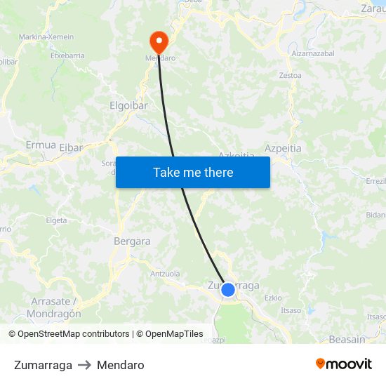 Zumarraga to Mendaro map