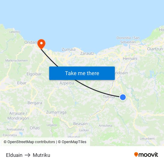 Elduain to Mutriku map