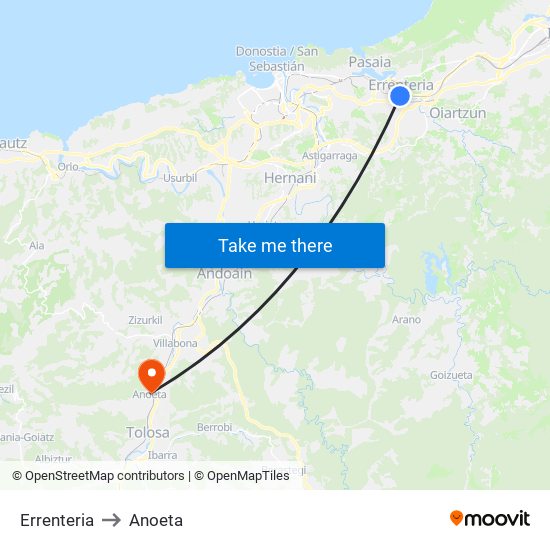 Errenteria to Anoeta map