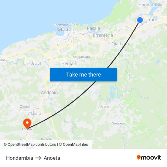 Hondarribia to Anoeta map