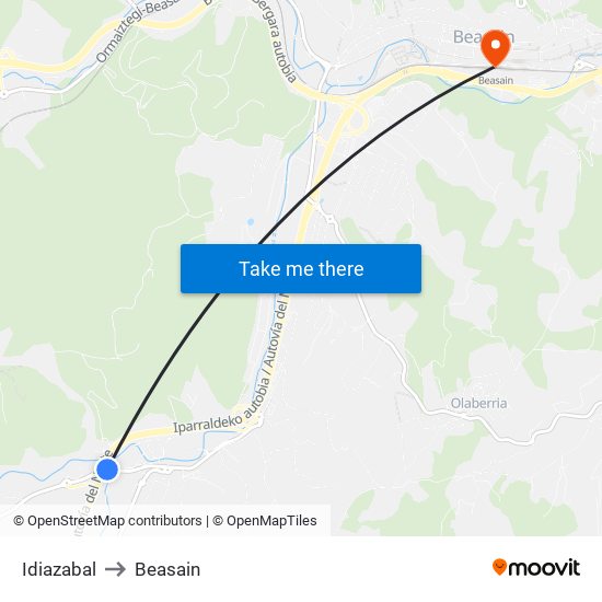 Idiazabal to Beasain map