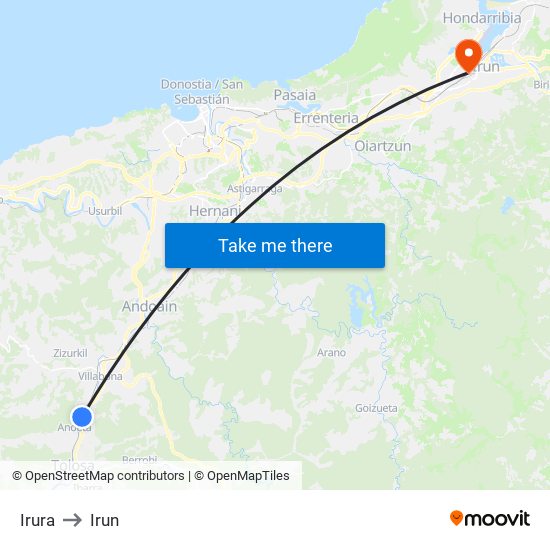 Irura to Irun map