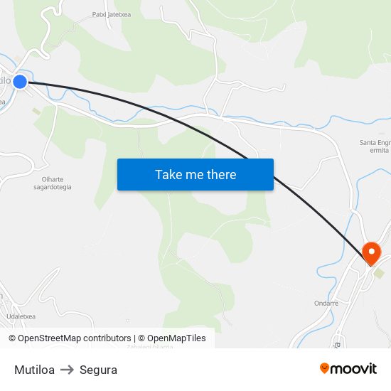 Mutiloa to Segura map