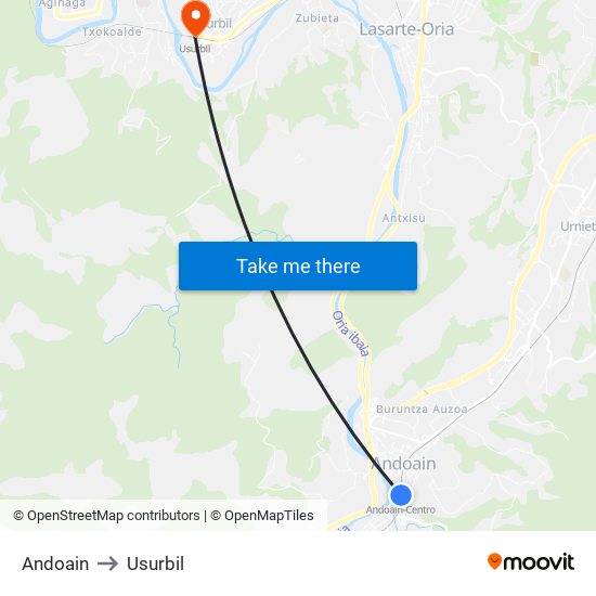 Andoain to Usurbil map