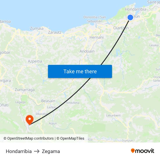 Hondarribia to Zegama map
