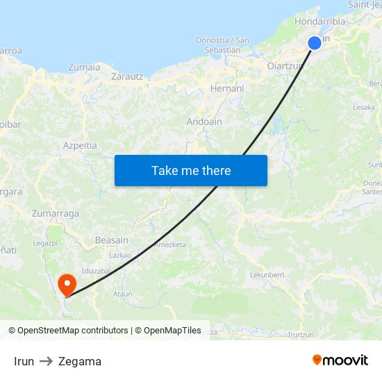 Irun to Zegama map