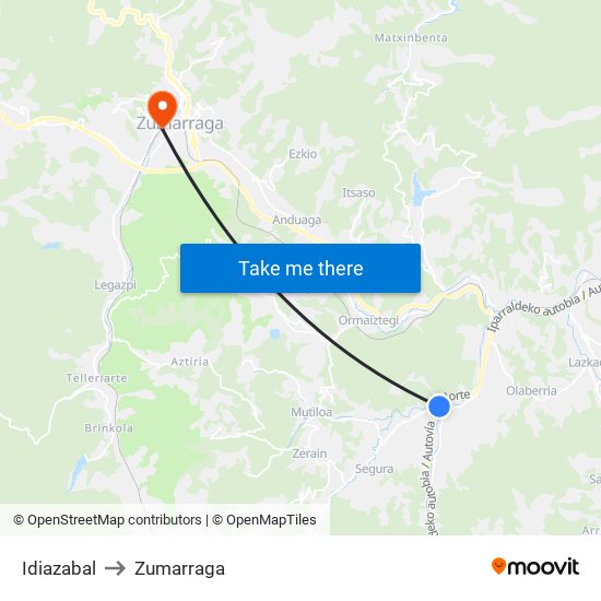 Idiazabal to Zumarraga map