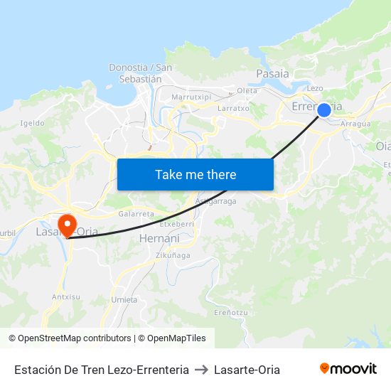 Estación De Tren Lezo-Errenteria to Lasarte-Oria map