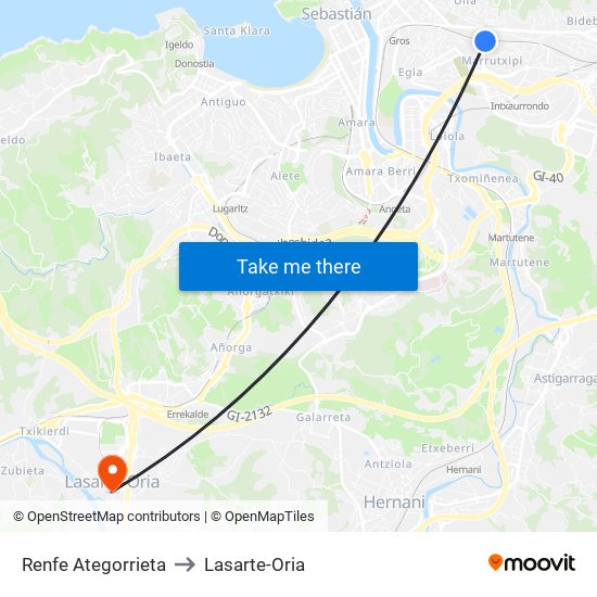 Renfe Ategorrieta to Lasarte-Oria map