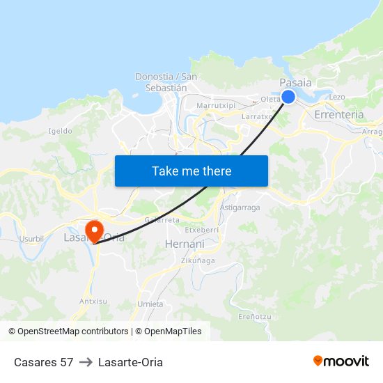 Casares 57 to Lasarte-Oria map