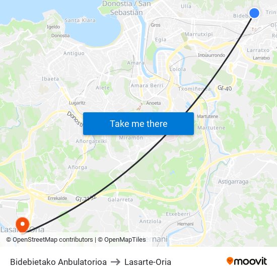 Bidebietako Anbulatorioa to Lasarte-Oria map