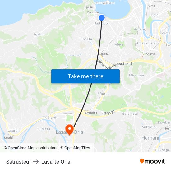 Satrustegi to Lasarte-Oria map