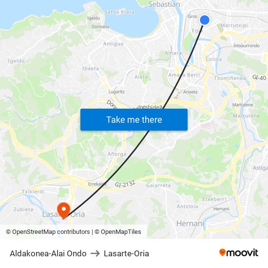 Aldakonea-Alai Ondo to Lasarte-Oria map