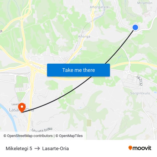 Mikeletegi 5 to Lasarte-Oria map