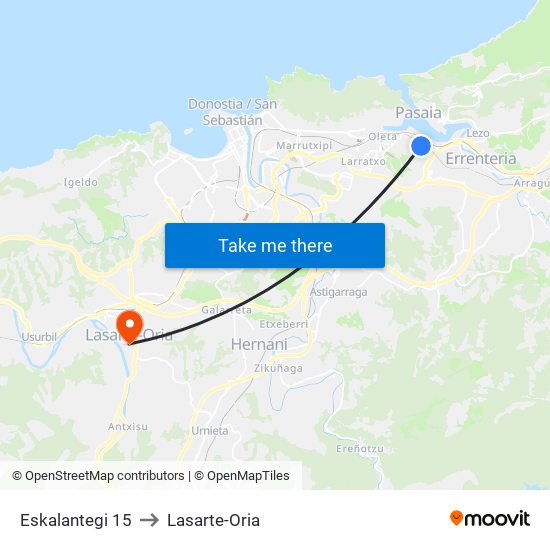 Eskalantegi 15 to Lasarte-Oria map