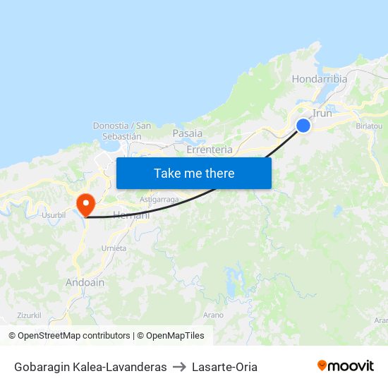 Gobaragin Kalea-Lavanderas to Lasarte-Oria map