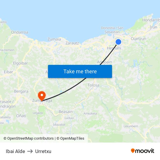 Ibai Alde to Urretxu map