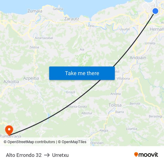 Alto Errondo 32 to Urretxu map