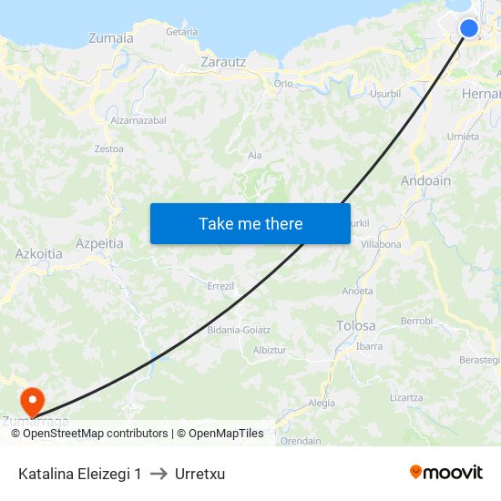 Katalina Eleizegi 1 to Urretxu map