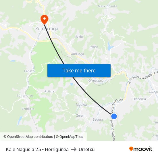 Kale Nagusia 25 - Herrigunea to Urretxu map