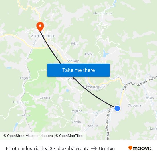 Errota Industrialdea 3 - Idiazabalerantz to Urretxu map