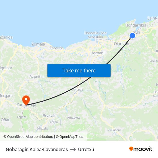 Gobaragin Kalea-Lavanderas to Urretxu map