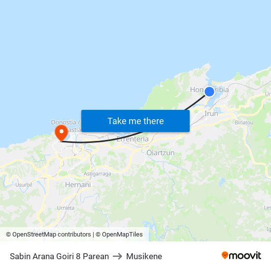 Sabin Arana Goiri 8 Parean to Musikene map